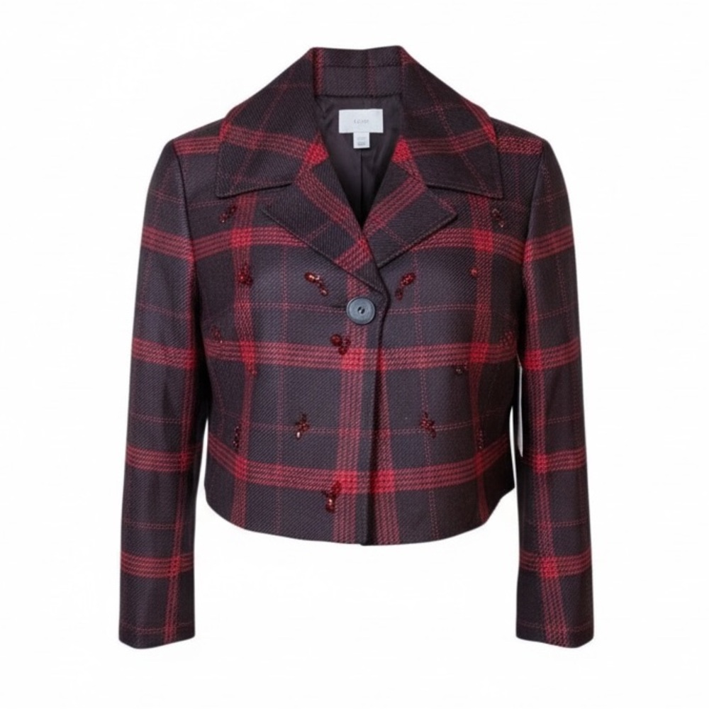 Nwt Lewit Red Brown Wool Lined Jacket Rhinestone … - image 1